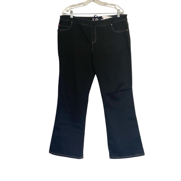 NWT Pajama Jeans Women's Stretch Comfort Lounge Boot Cut Black Wash Pants‎ XLP - Picture 1 of 7